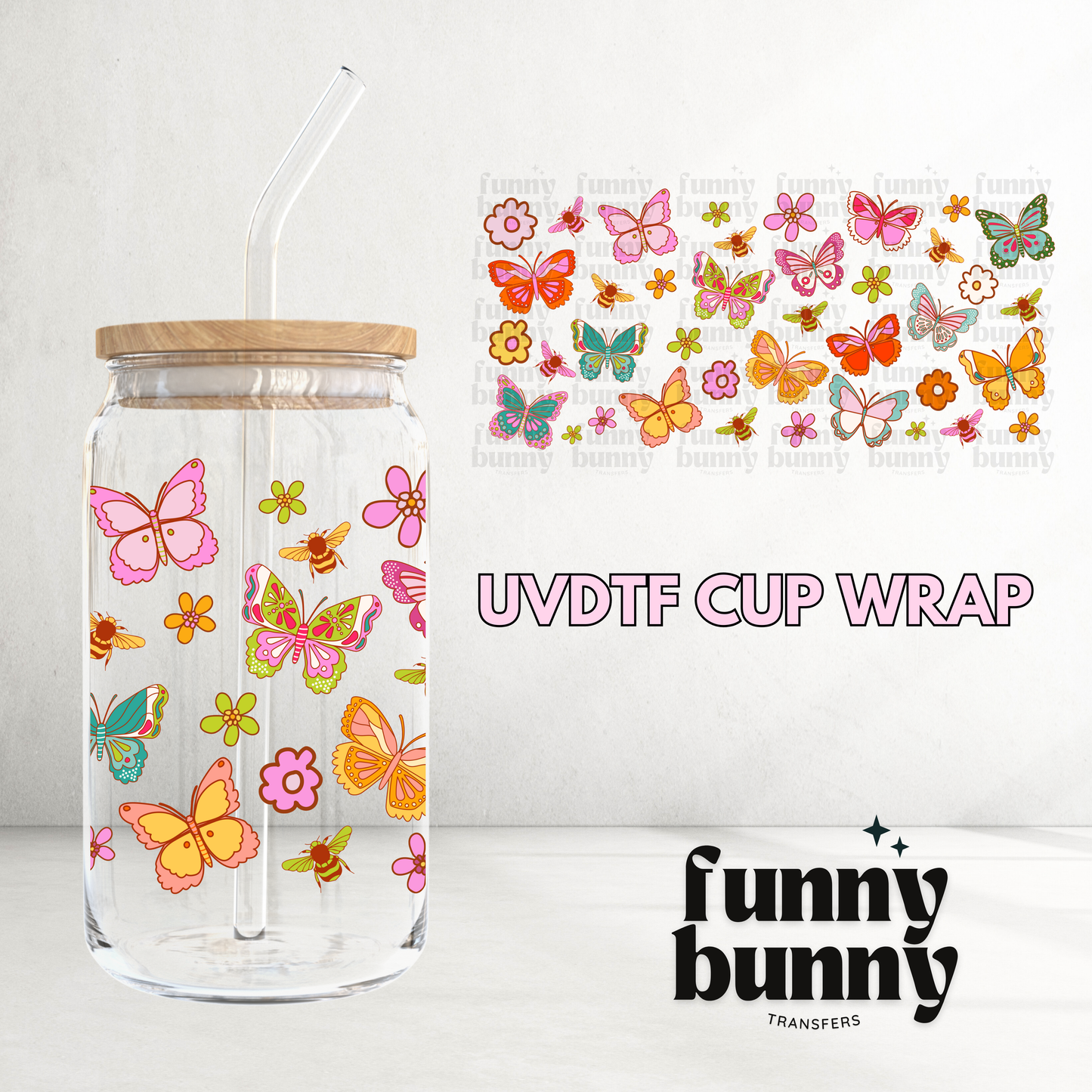 Boho Butterflies - 16oz UVDTF Cup Wrap