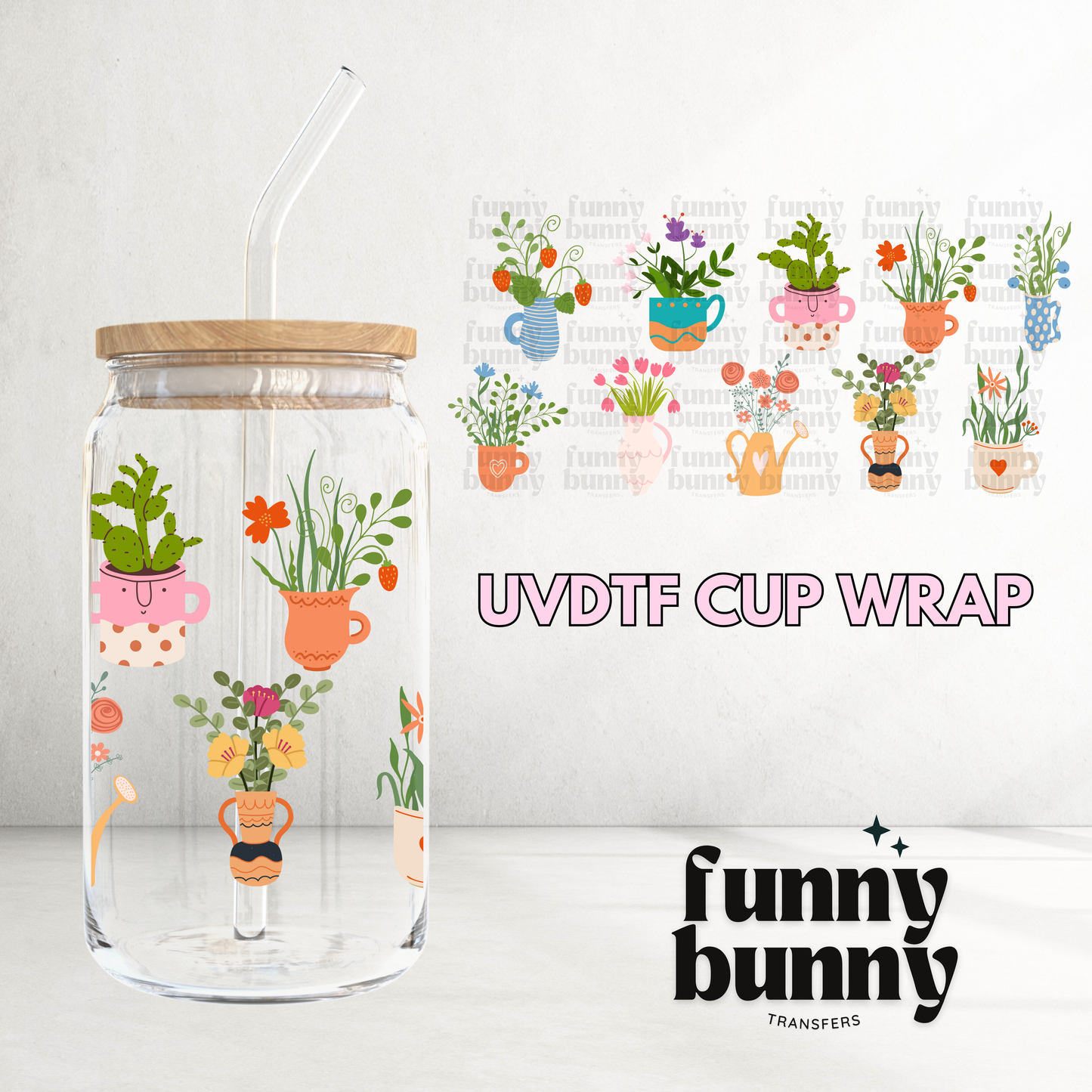 Boho Plants Girl - 16oz UVDTF Cup Wrap