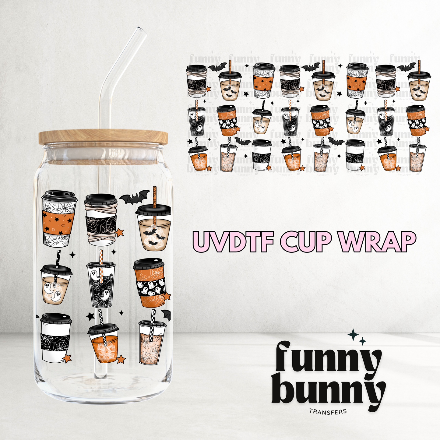 Boo-Sheet Cups - 16oz UVDTF Cup Wrap