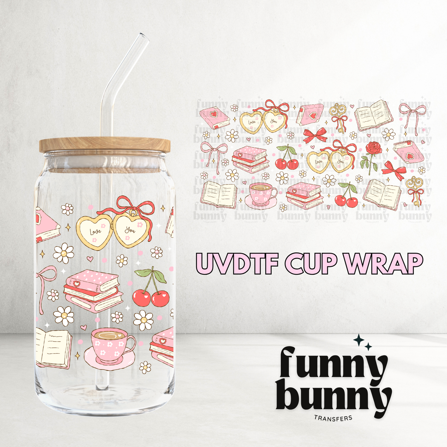 Book Lockets - 16oz UVDTF Cup Wrap