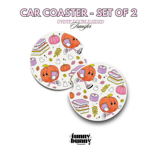 Bookish Pumpkin Cutie - UVDTF Coaster