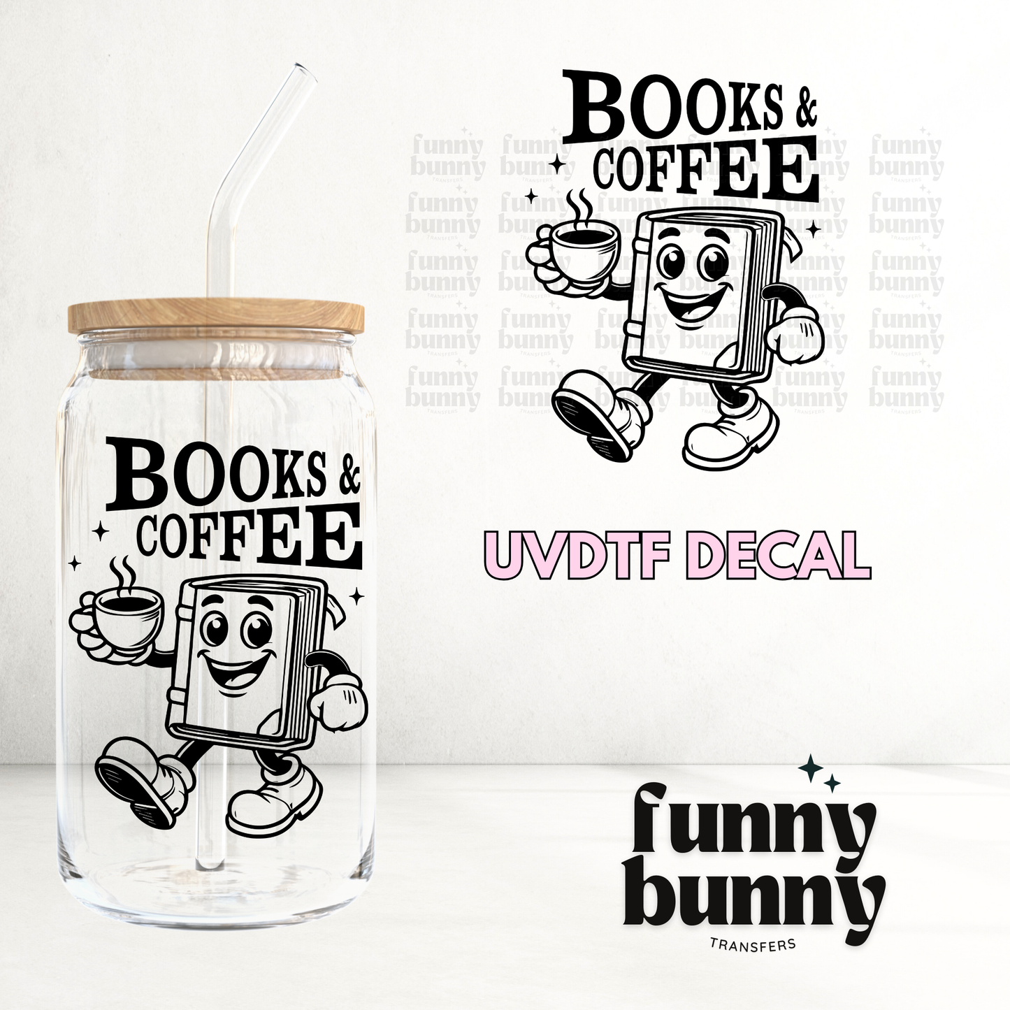 Books & Coffee Dude - UVDTF Decal