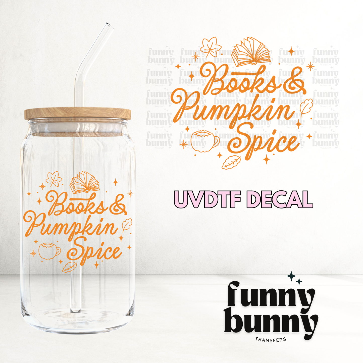 Books & Pumpkin Spice II - UVDTF Decal