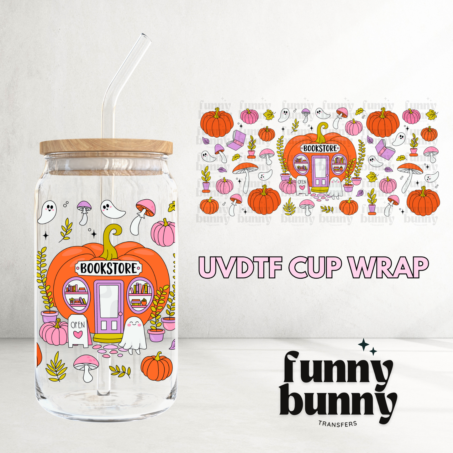 Bookstore Pumpkin - 16oz UVDTF Cup Wrap