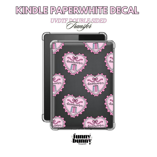 Bookworm Pink Heart - Kindle Decal