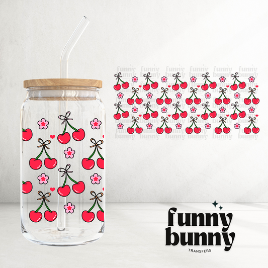 Floral Cherries - 16oz UVDTF Cup Wrap