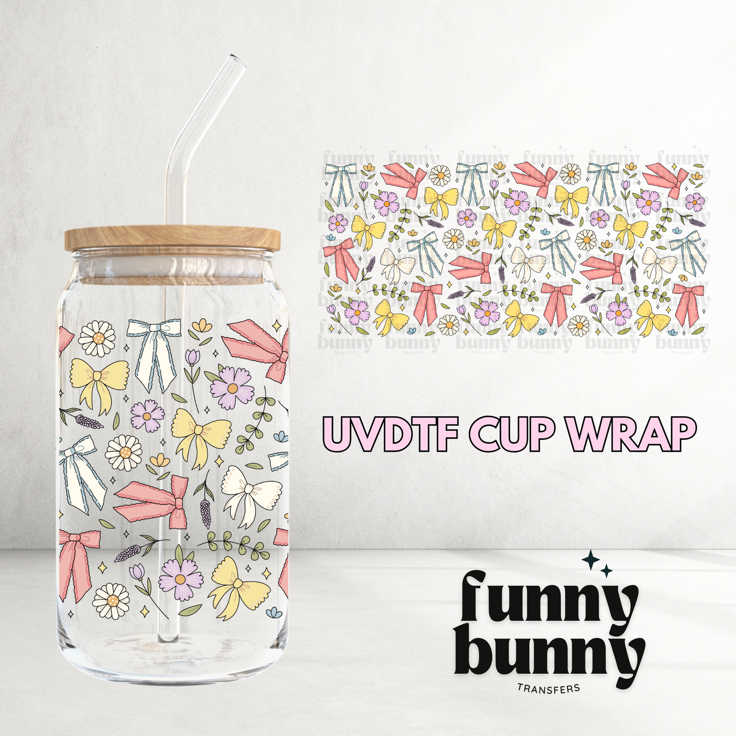 Bows And Wild Flowers - 16oz UVDTF Cup Wrap