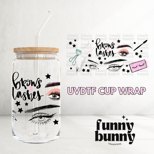 Brows & Lashes Girly - 16oz UVDTF Cup Wrap