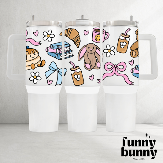 Bunny Teddy & Pancakes - 40oz UVDTF Tumbler Wrap