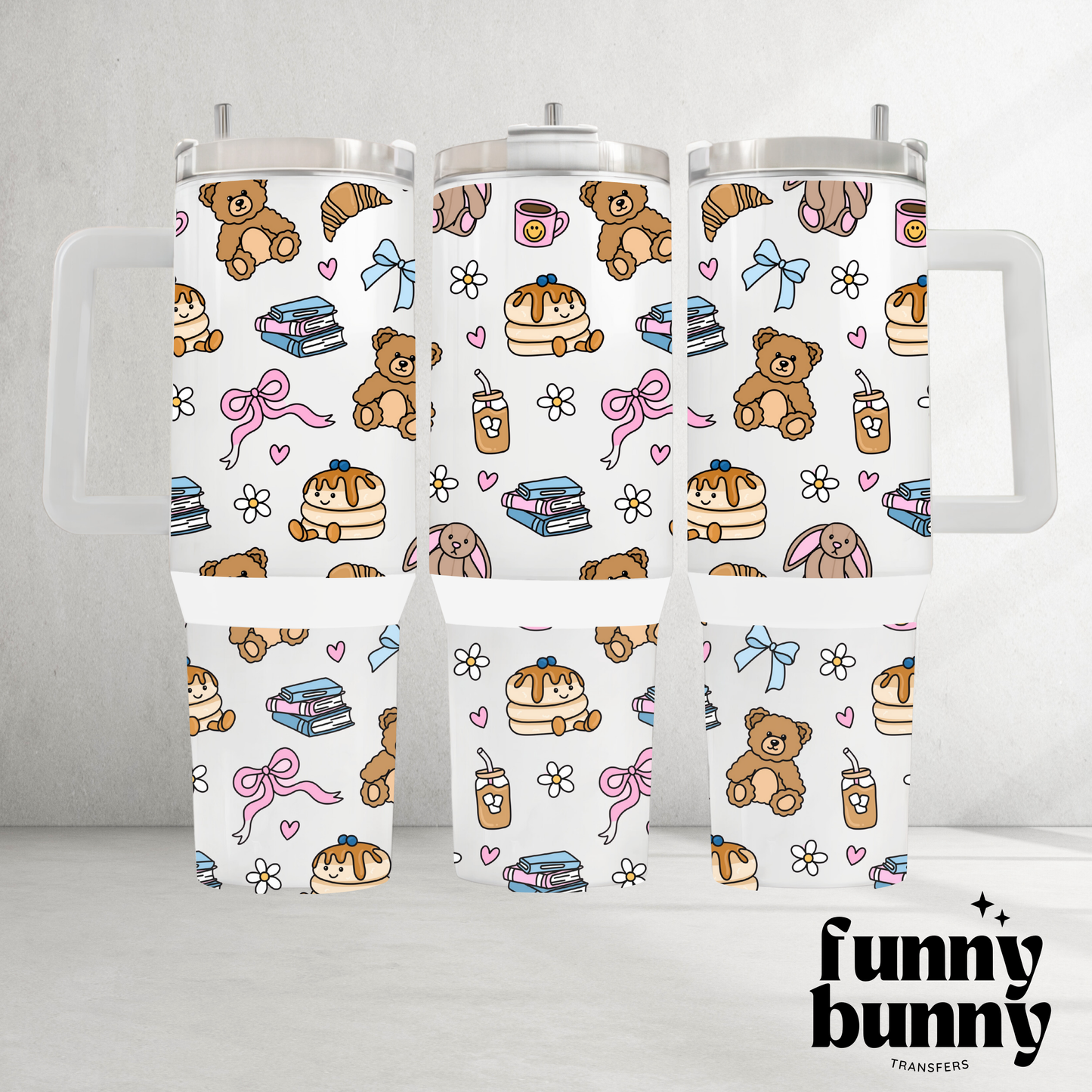 Bunny Teddy & Pancakes I - 40oz UVDTF Tumbler Wrap