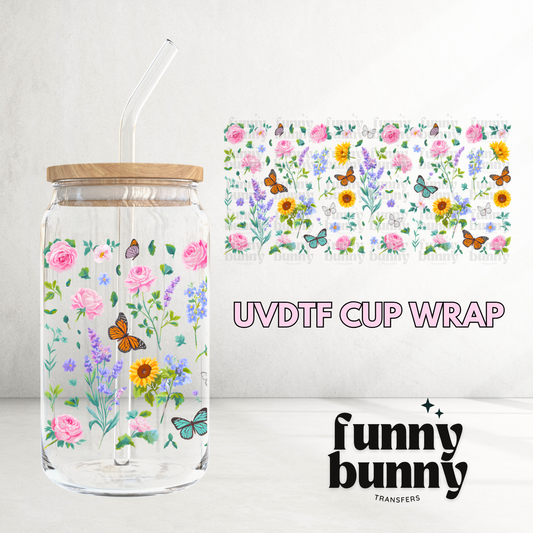 Butterfly Floral Garden - 16oz UVDTF Cup Wrap