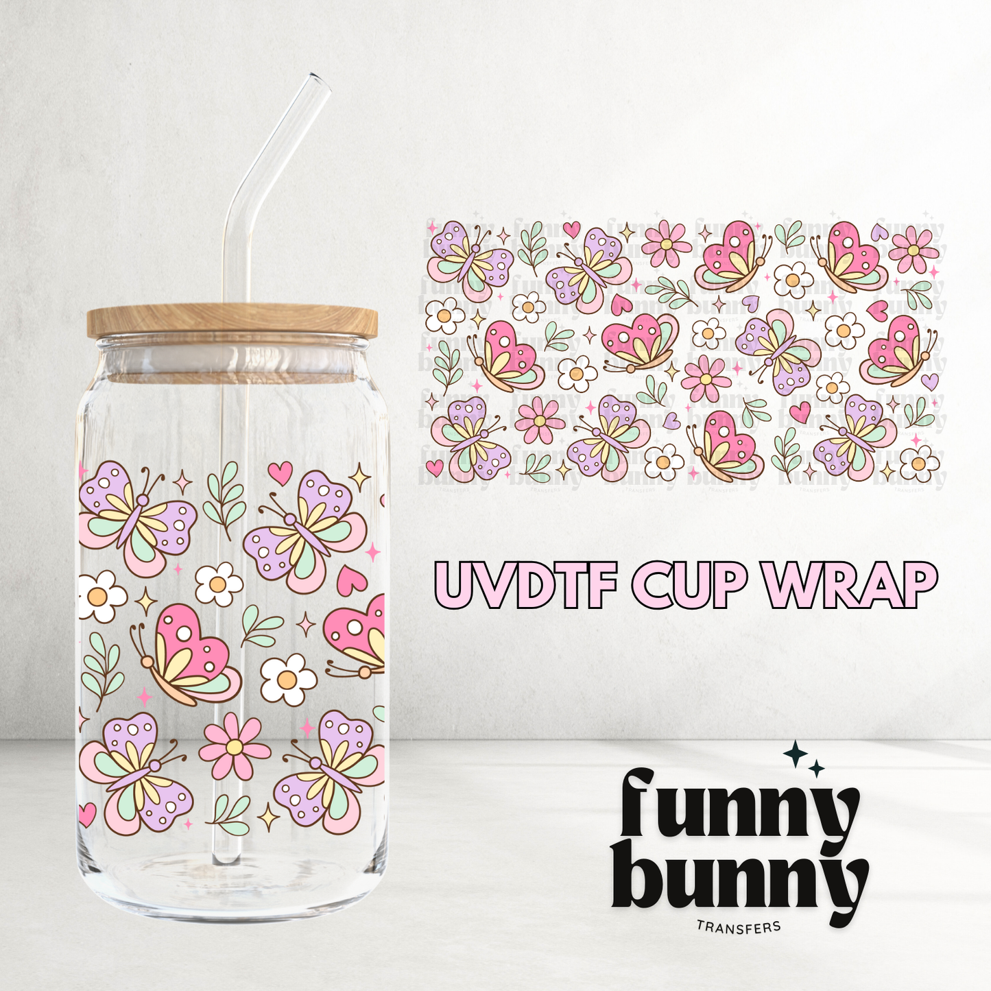 Butterfly Girly - 16oz UVDTF Cup Wrap