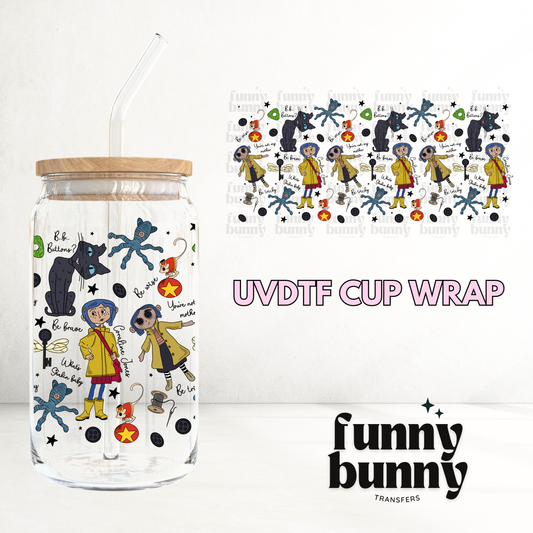 Button Eyes Ragdoll - 16oz UVDTF Cup Wrap