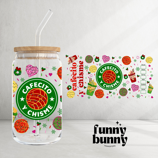 Cafecito y Chismes Christmas - 16oz UVDTF Cup Wrap