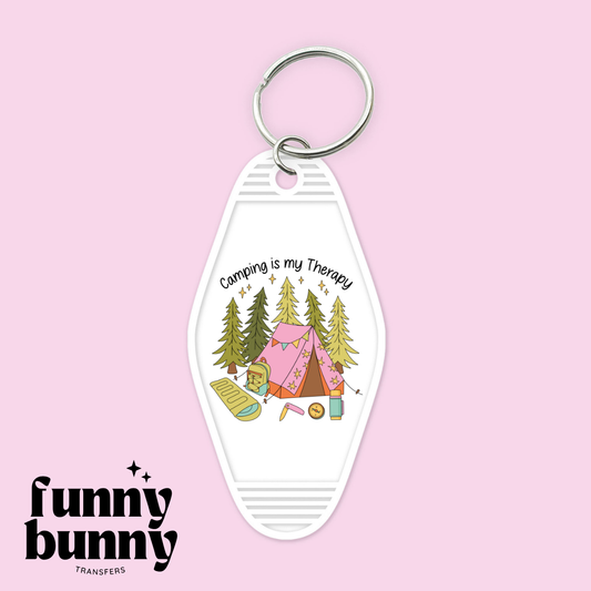 Camping Is My Therapy - Motel Keychain