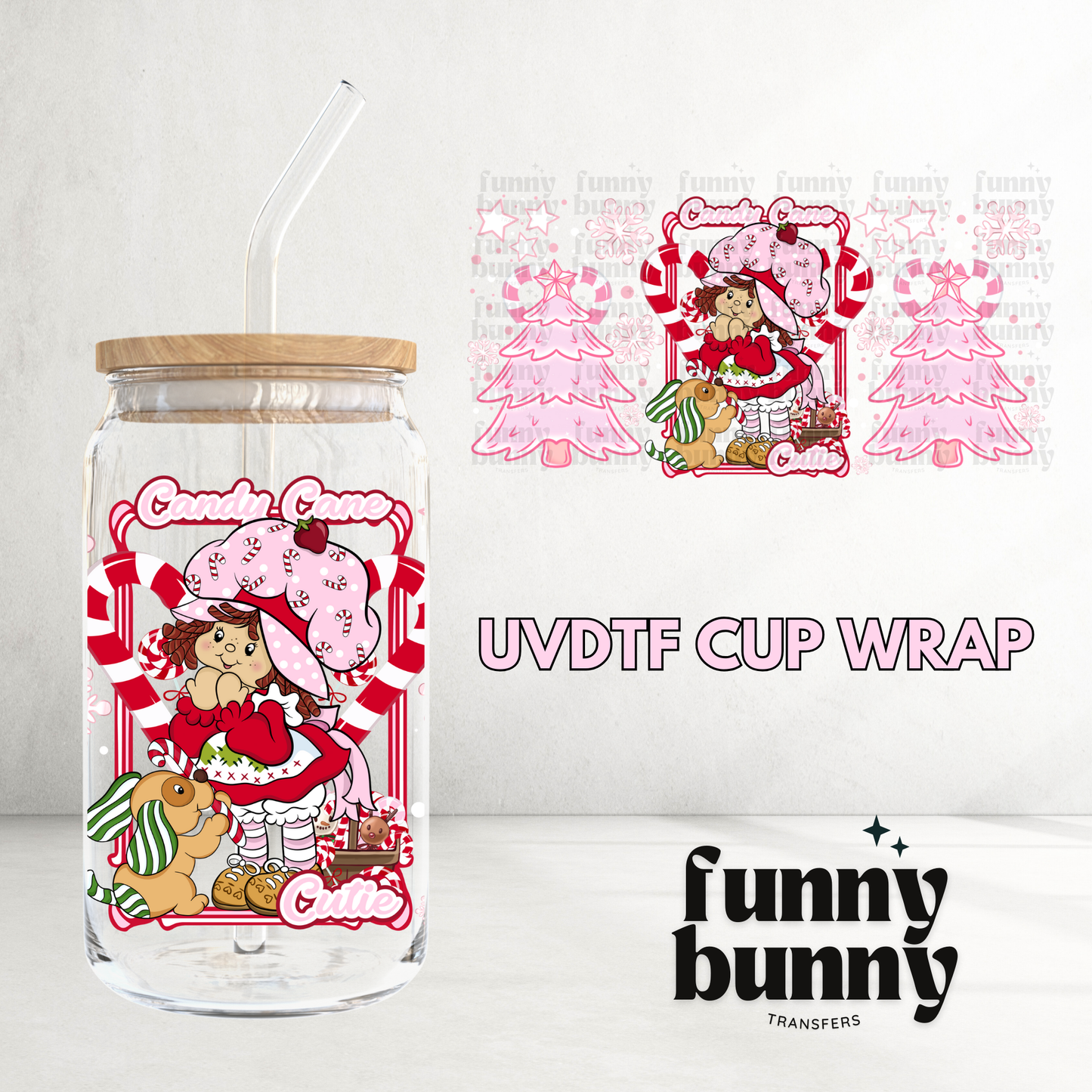 Candy Cane Cutie - 16oz UVDTF Cup Wrap
