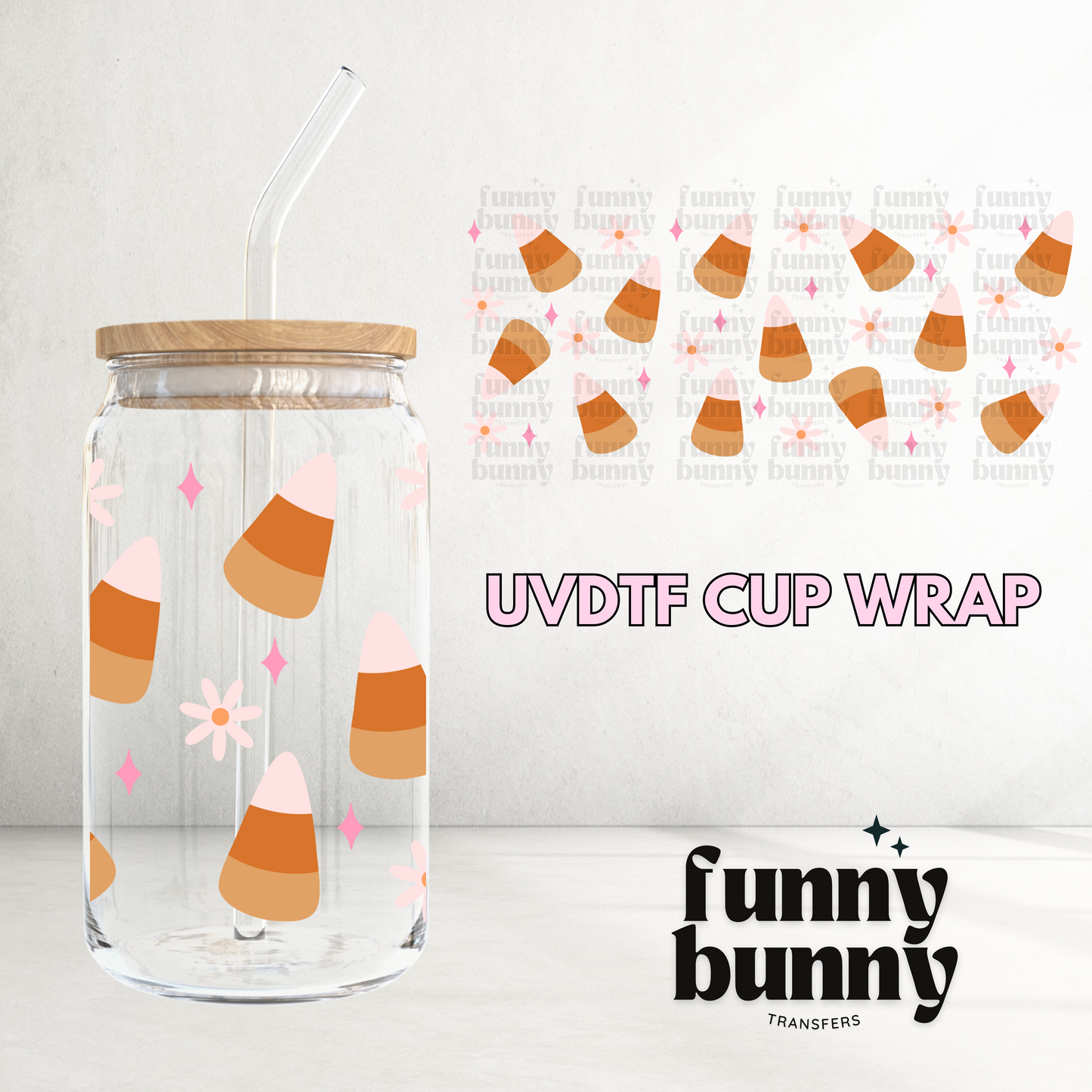 Candy Corn -  16oz UVDTF Cup Wrap