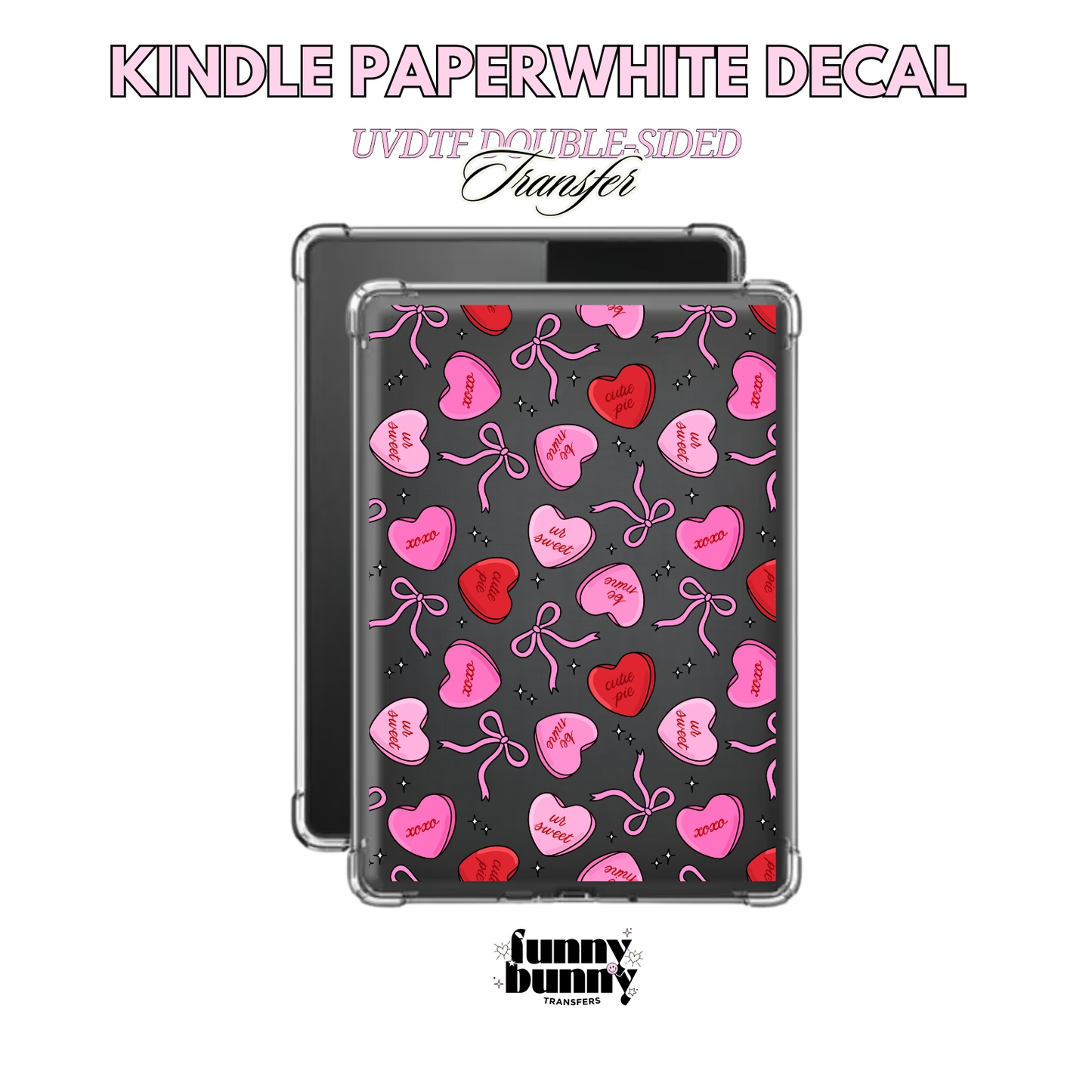 Candy Hearts & Bows - Kindle Decal