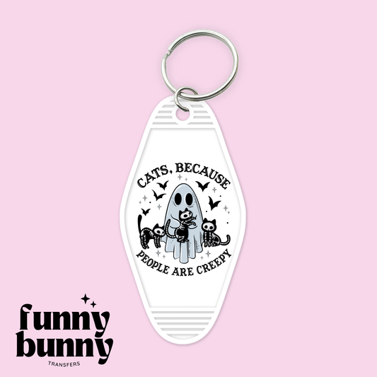 Cats, Because People Are Creepy - Motel Keychain