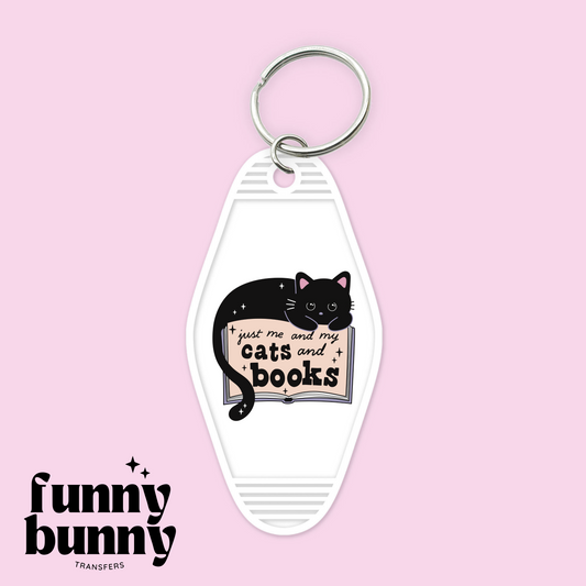 Cats & Books- Motel Keychain