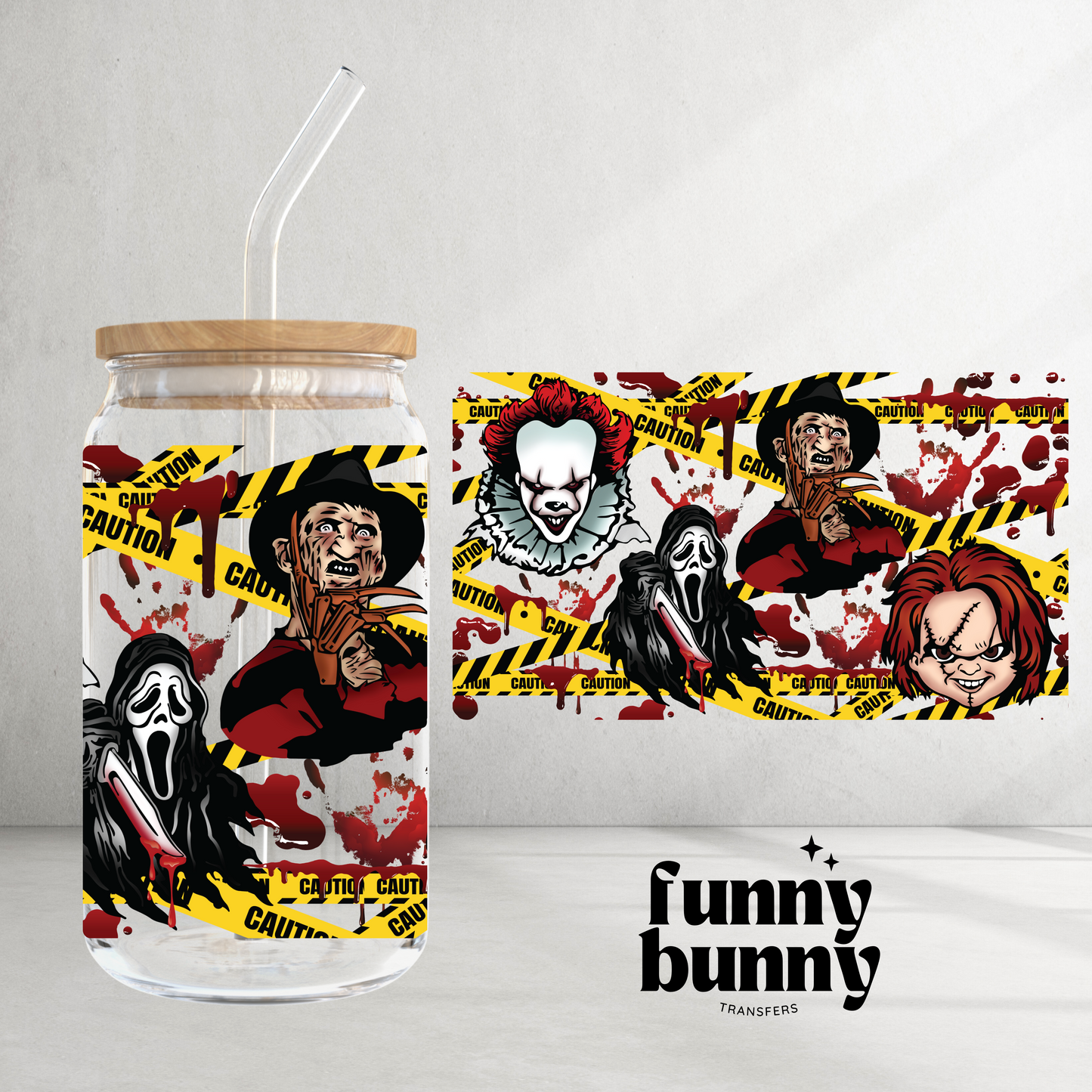 Caution Horror Ahead - 16oz UVDTF Cup Wrap