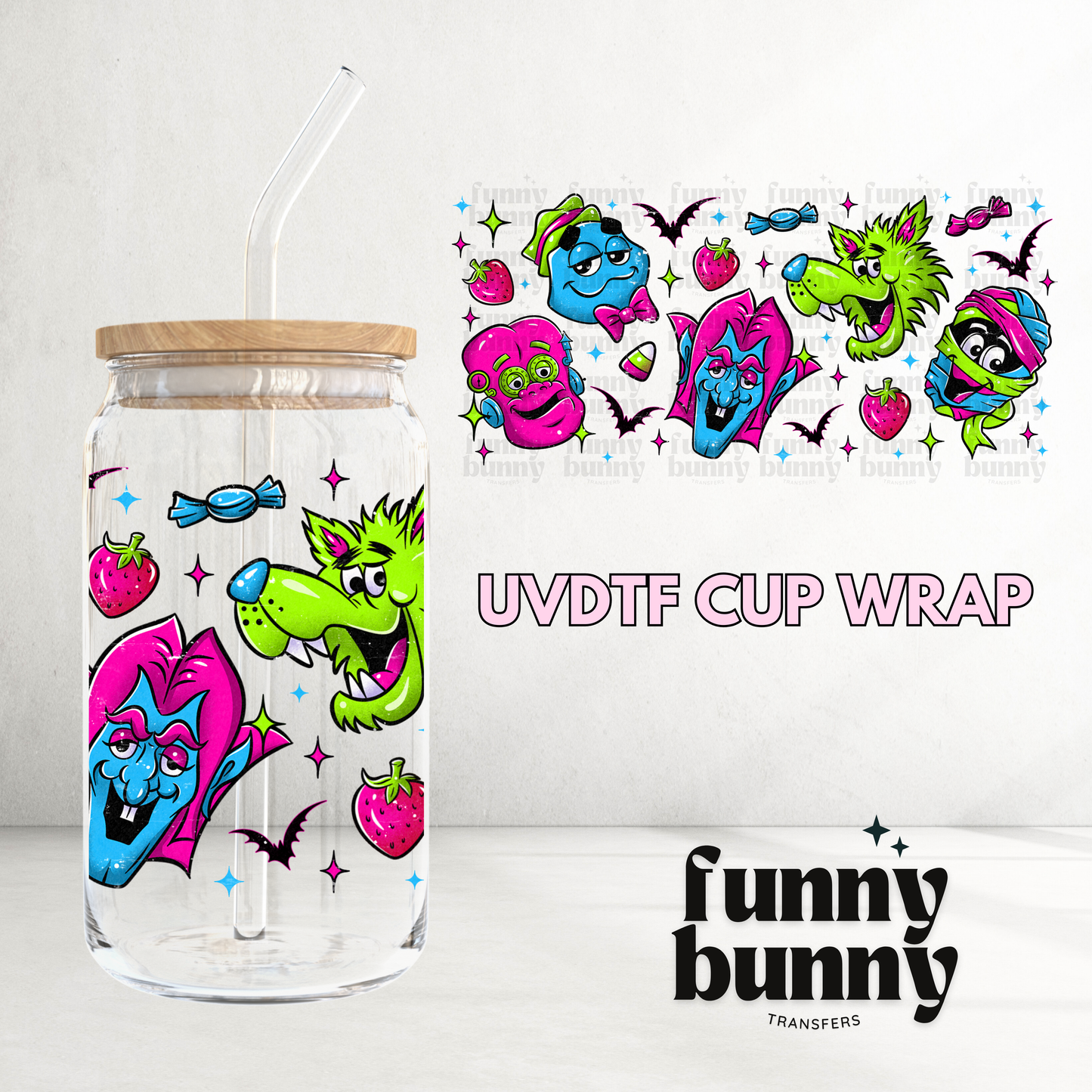 Cereal Monsters Neon - 16oz UVDTF Cup Wrap