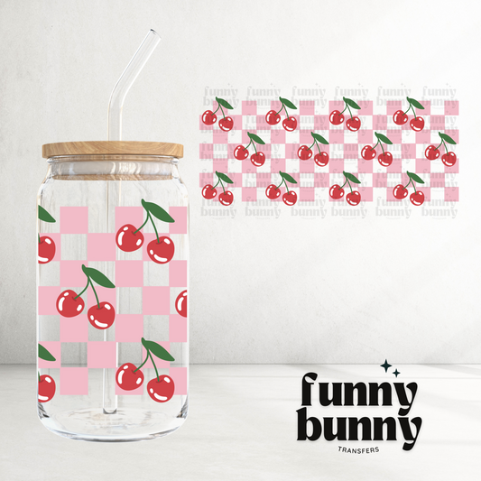 Checkered Cherries - 16oz UVDTF Cup Wrap