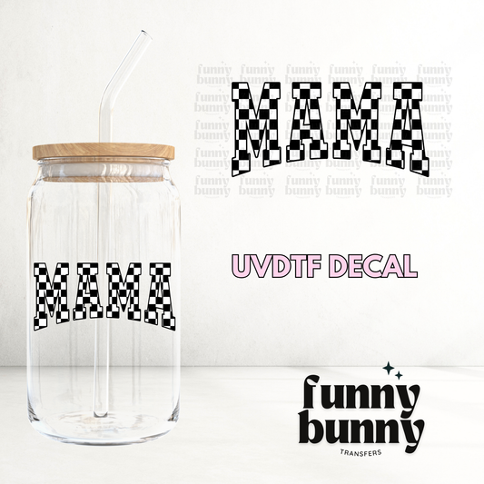 Checkered Mama Varsity - UVDTF Decal