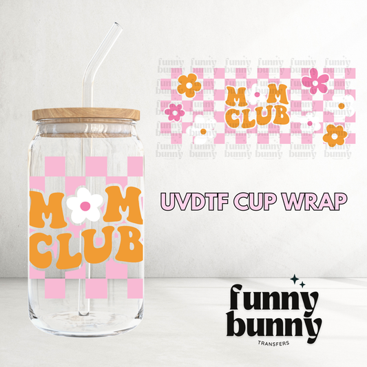 Checkered Mom Club - 16oz UVDTF Cup Wrap