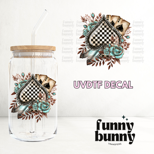 Checkered Spades Black - UVDTF Decal