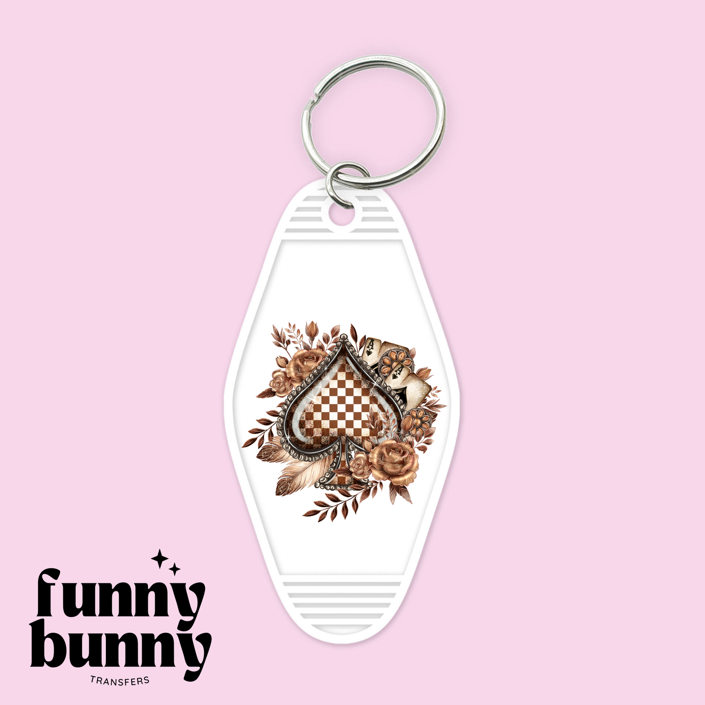 Checkered Spades Brown - Motel Keychain