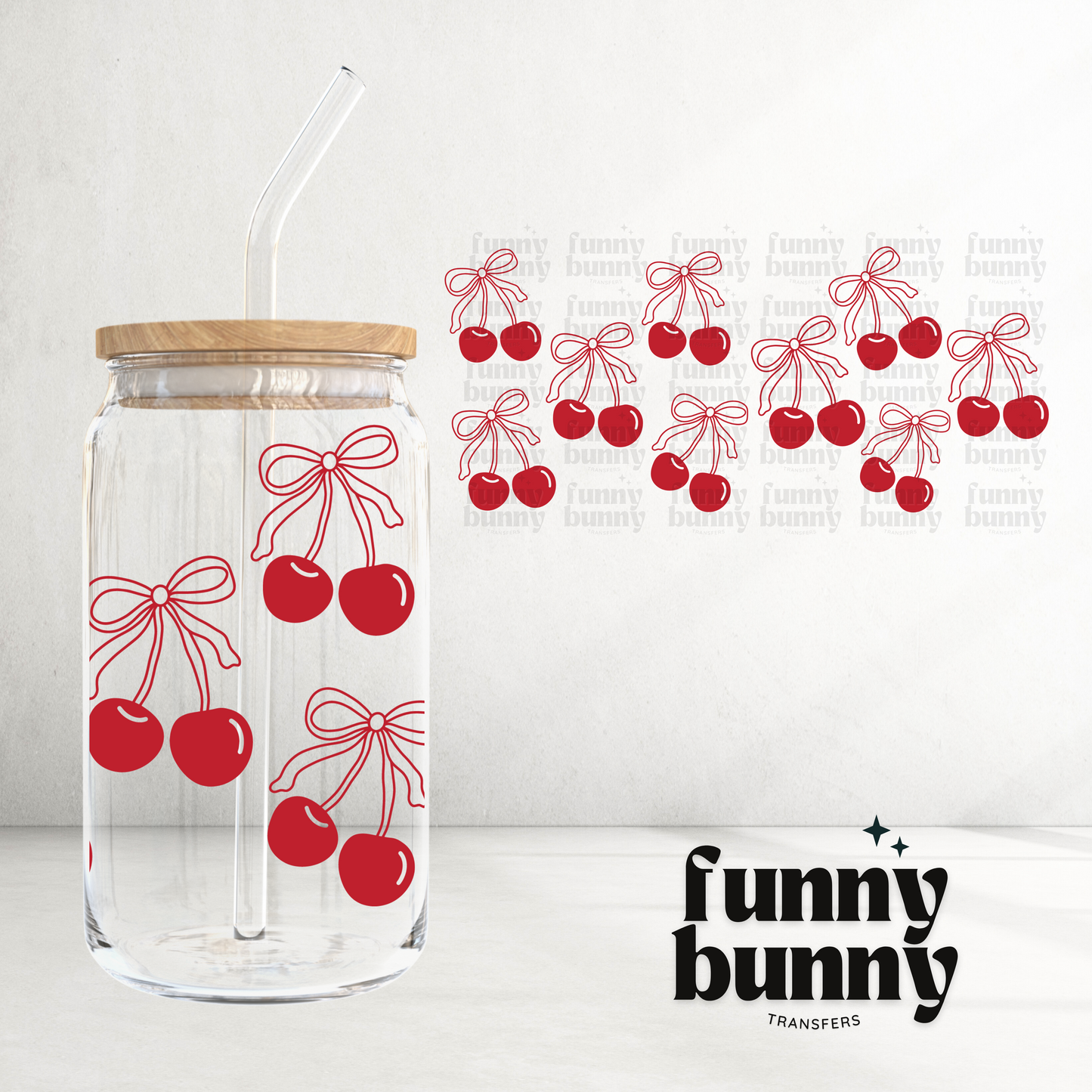 Red Cherry Bows - 16oz UVDTF Cup Wrap