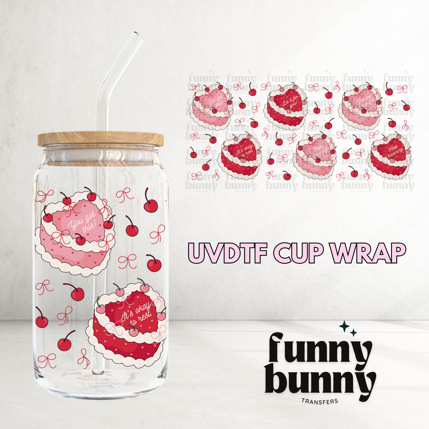 Cherry Cake - 16oz UVDTF Cup Wrap