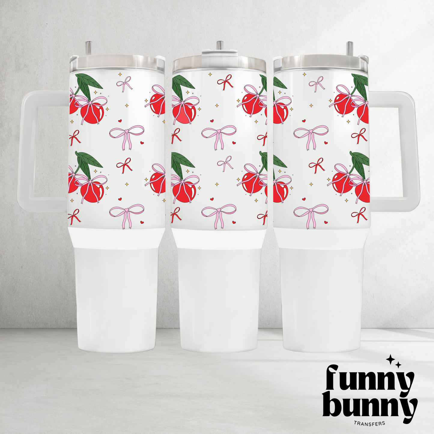 Cherry Soft Bows - 40oz UVDTF Tumbler Wrap