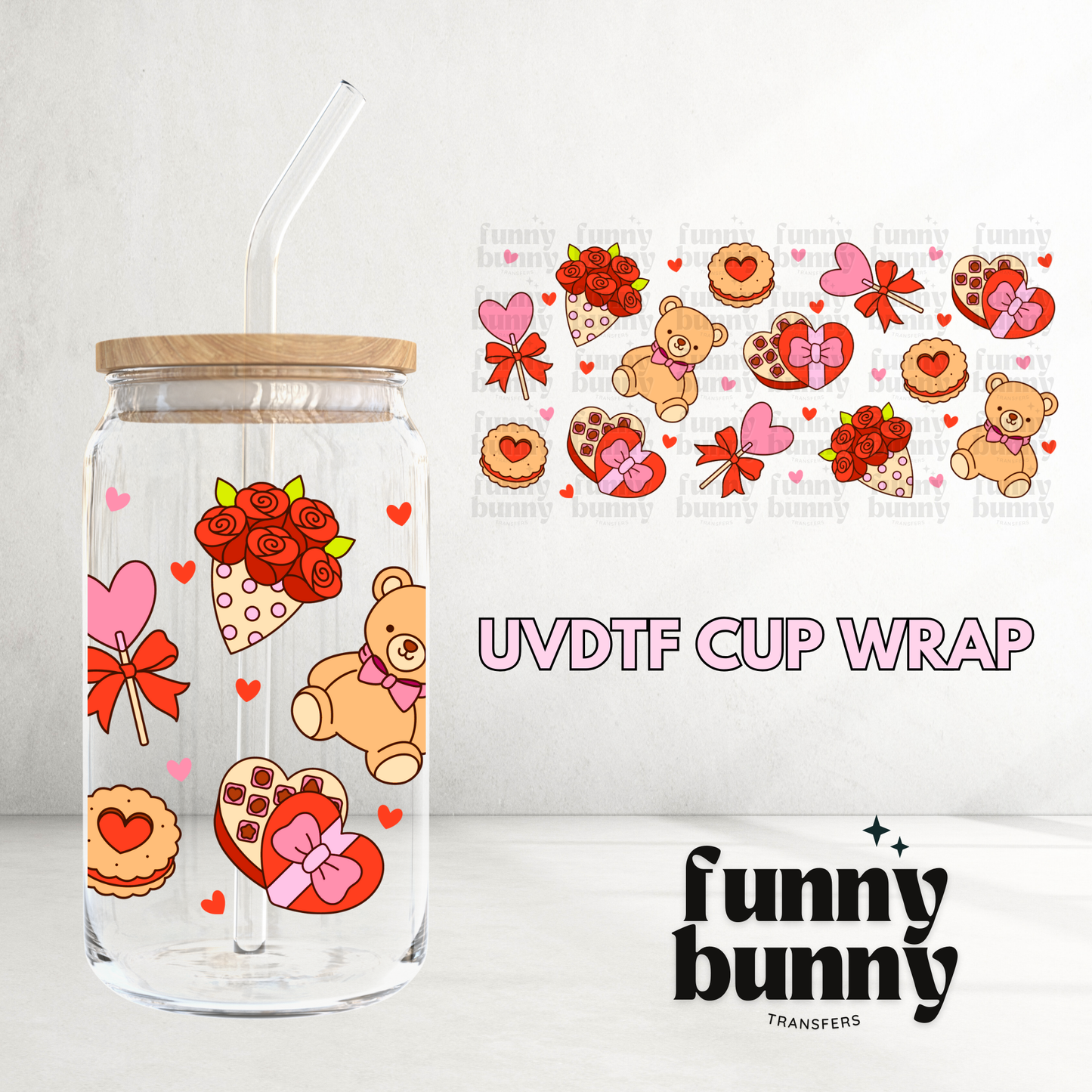 Chocolate And Roses - 16oz UVDTF Cup Wrap