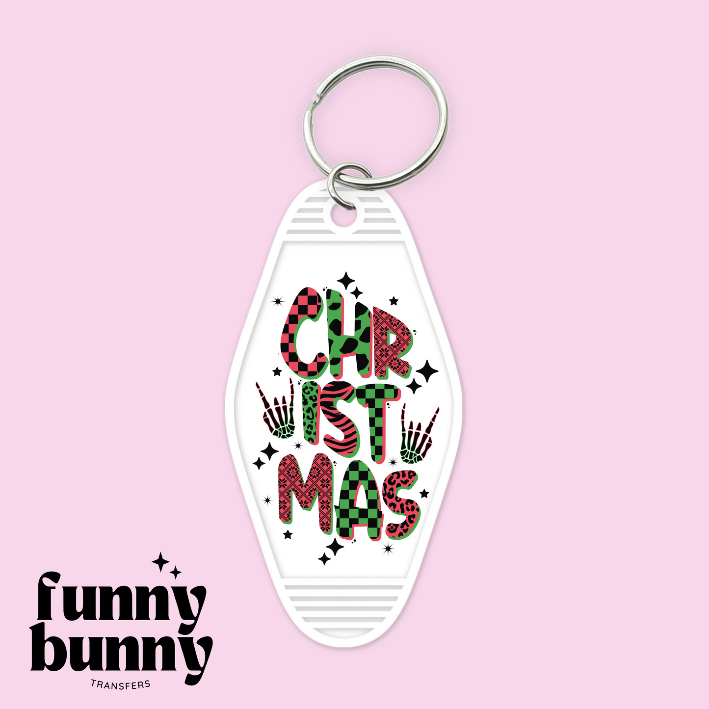 Checkered Christmas Vibes - Motel Keychain