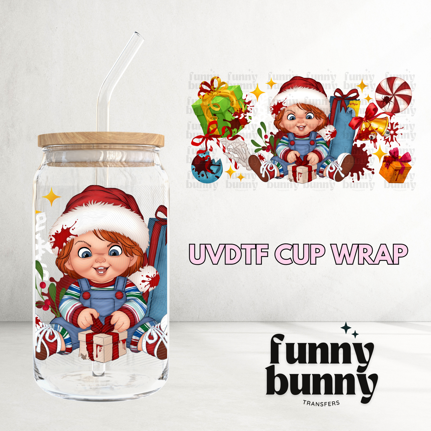 Chucky Xmas - 16oz UVDTF Cup Wrap