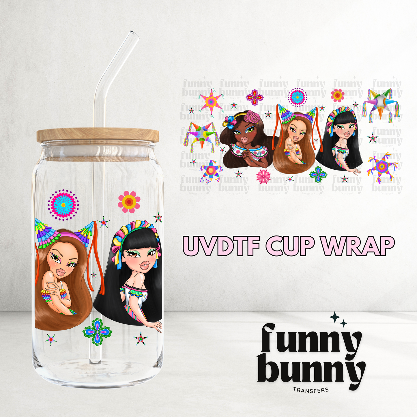 Cinco De Mayo Mexican Dolls - 16oz UVDTF Cup Wrap