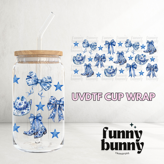 Chinoiserie Coastal Cowgirl - 16oz UVDTF Cup Wrap