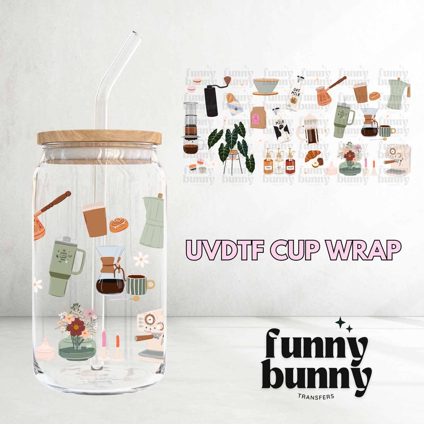 Coffee Addict - 16oz UVDTF Cup Wrap