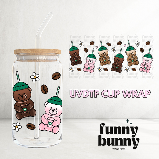 Coffee Bear Cups - 16oz UVDTF Cup Wrap