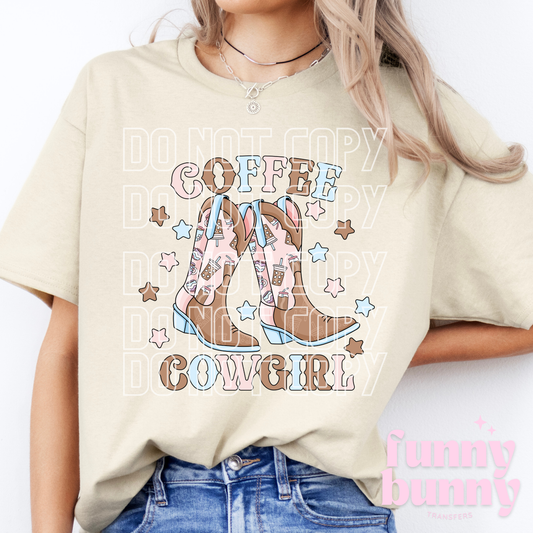 Coffee Cowgirl Boots - DTF Transfer