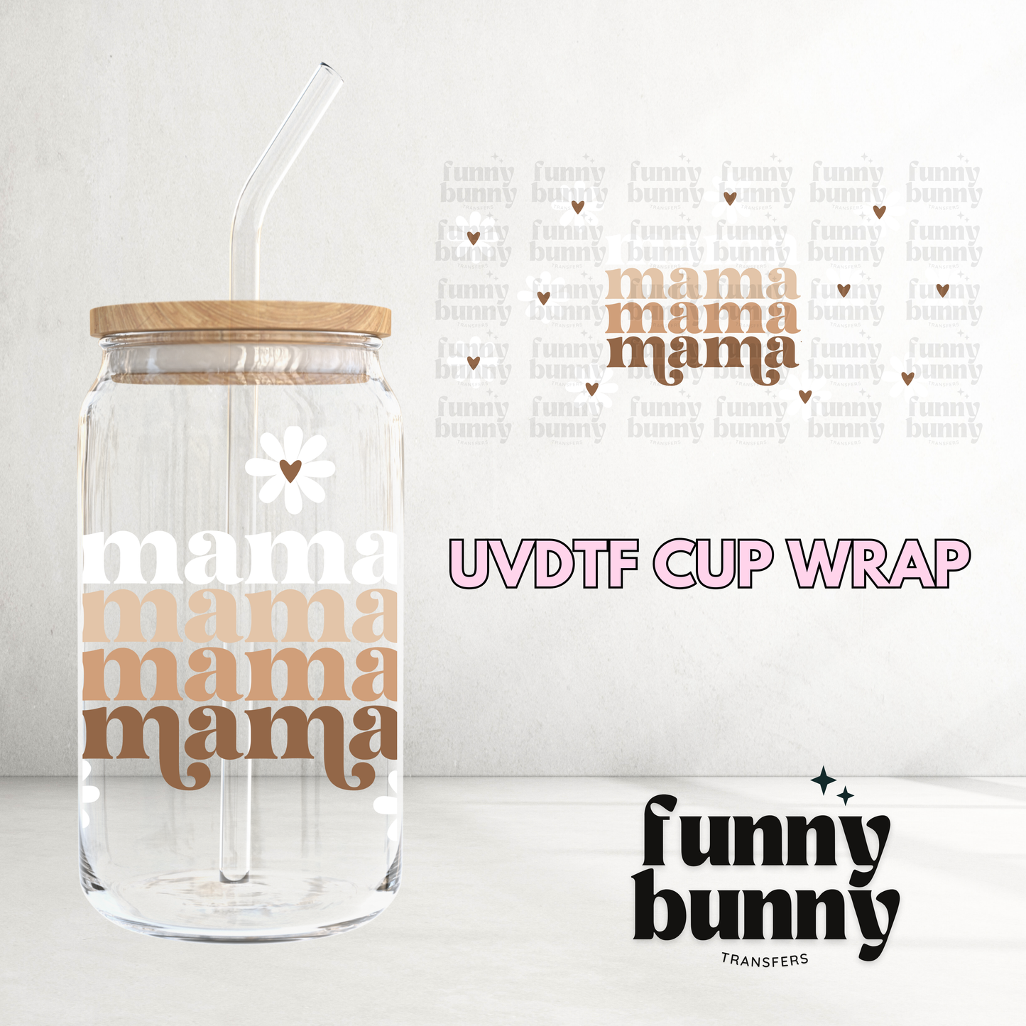 Coffee Mama Floral - 16oz UVDTF Cup Wrap