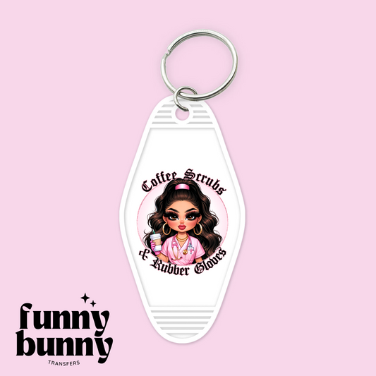 Coffee Scrubs & Rubber Globes - Motel Keychain