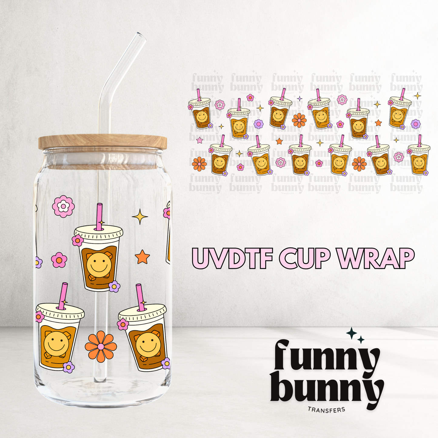 Coffee & Smiles - 16oz UVDTF Cup Wrap