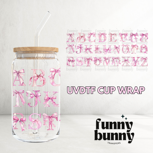 Coquette Bow Letters - 16oz UVDTF Cup Wrap