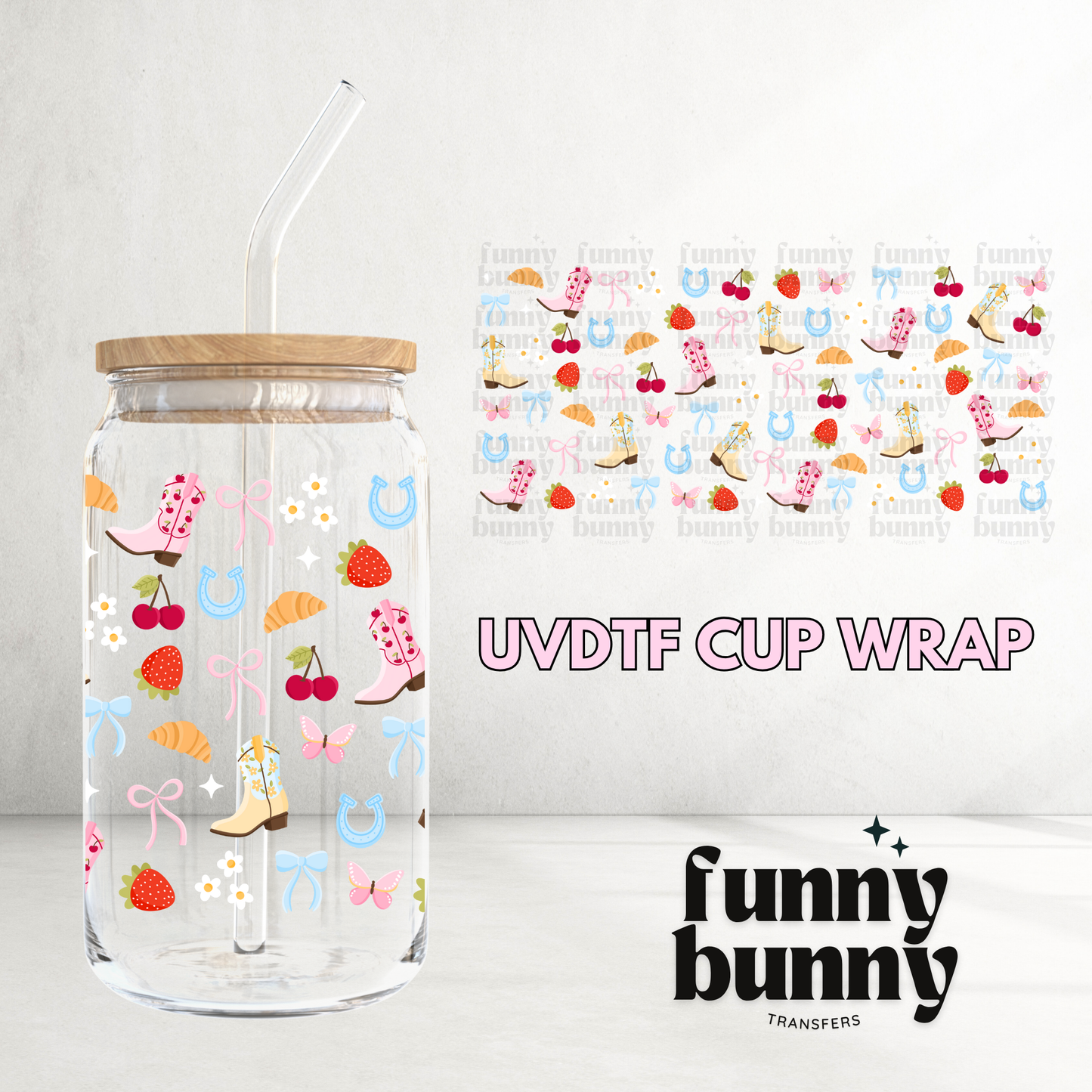 Coquette Cowgirl Cherry - 16oz UVDTF Cup Wrap
