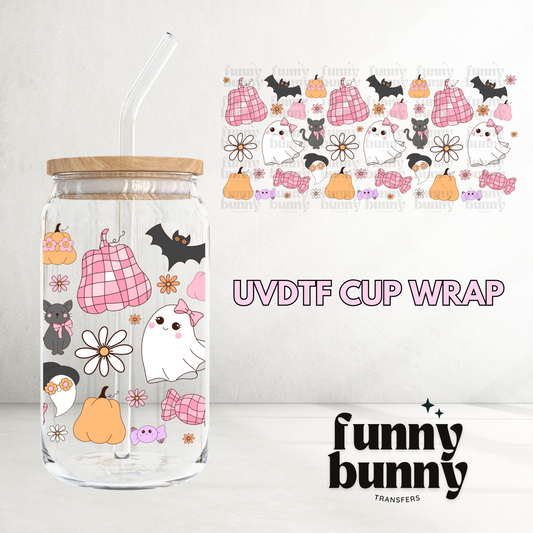 Retro Coquette Ghostie - 16oz UVDTF Cup Wrap