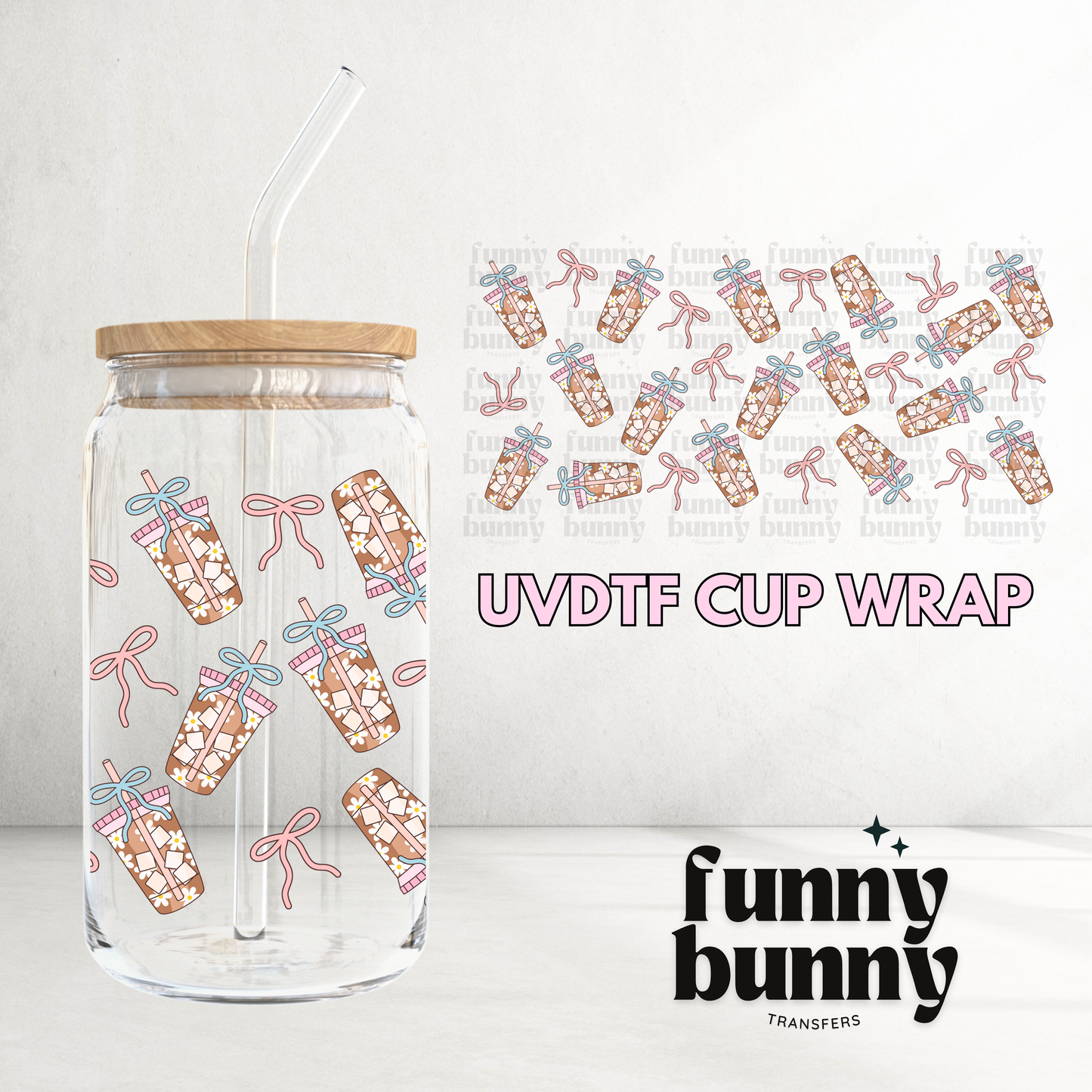 Coquette Iced Coffee - 16oz UVDTF Cup Wrap