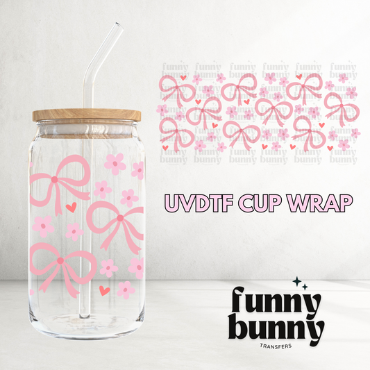 Coquette Pink Bows Flowers -  16oz UVDTF Cup Wrap